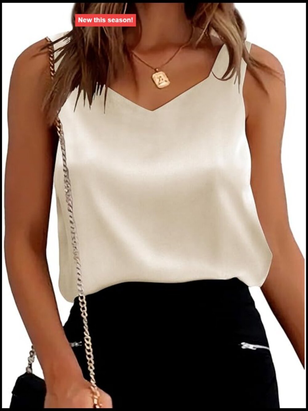 Satin Tank Top V Neck Sleeveless Silk Camisole Womens Stretch